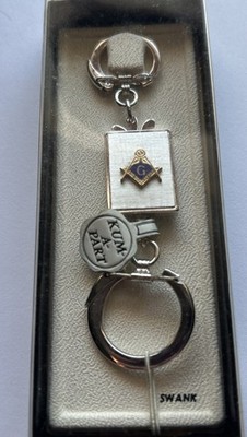 Vtg Masonic Freemasons Logo Key Ring Detachable RARE Swank Kum-A-Part New