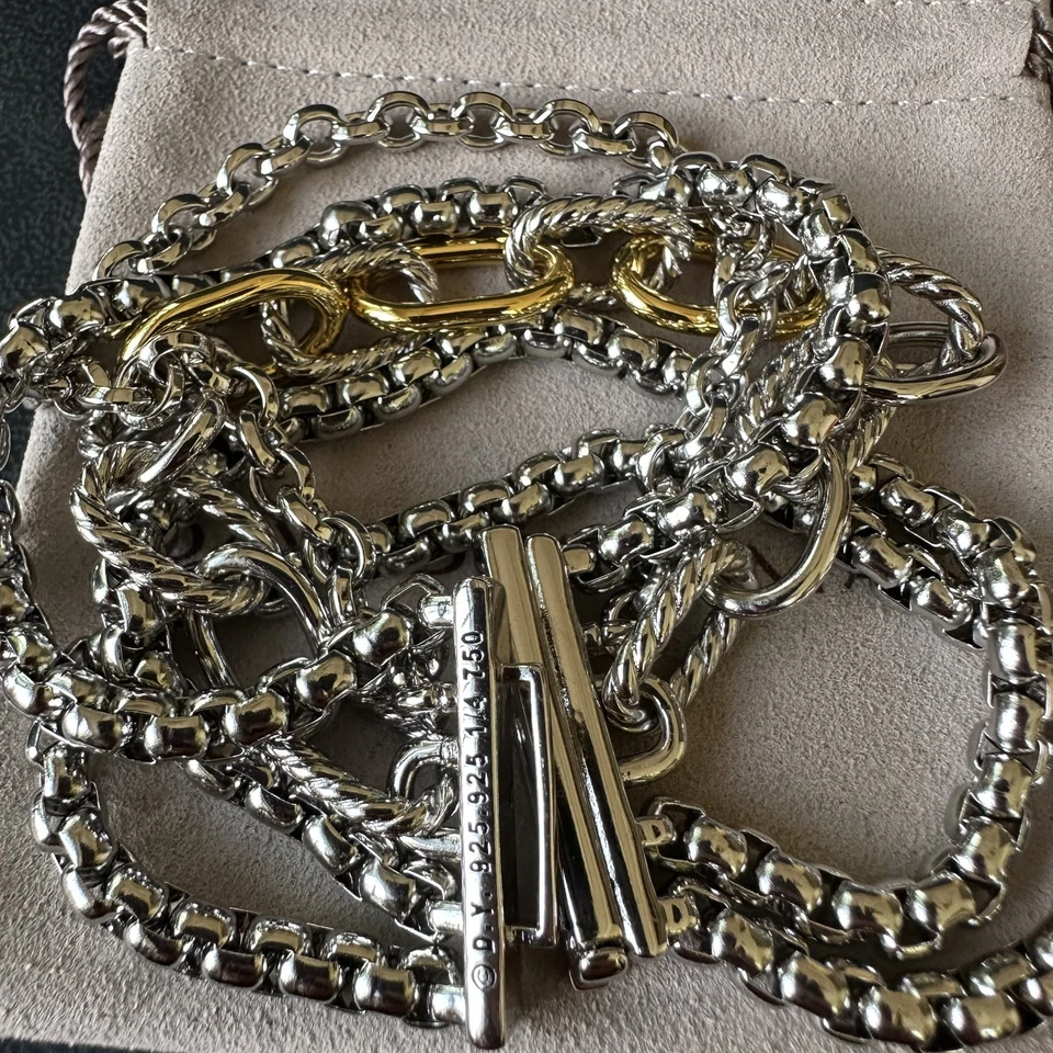 Pulsera David Yurman 925/18K Multifila 29 mm 7.5" Foto 4 de 4