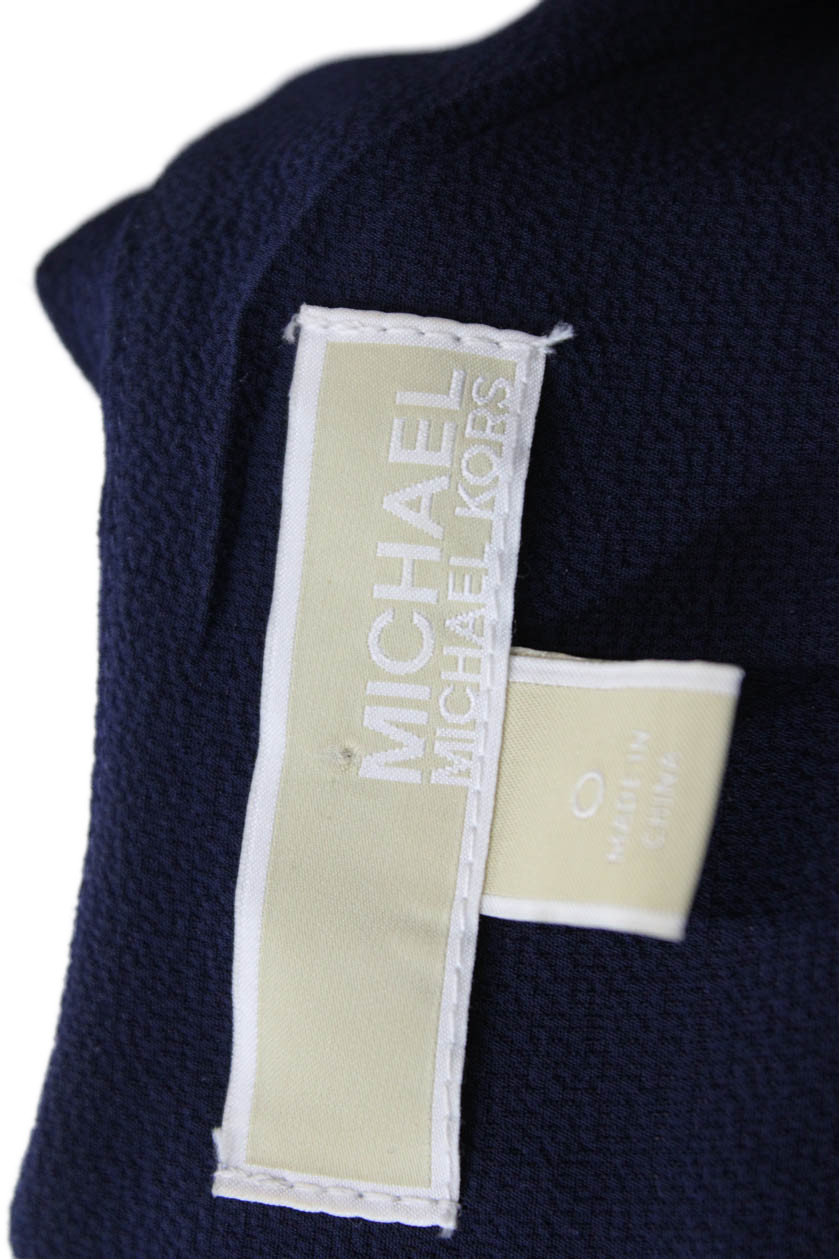 Michael Michael Kors Womens Belted Sleeveless Wide Leg Jumpsuit Navy Blue Size 0 thumbnail 5