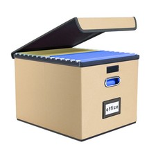 File Organizer Box with Lid Collapsible File Folder Organizer for Office Docu...