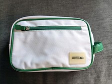 New LACOSTE PARFUMS Large Unisex White Green Nylon Toiletry Kit Travel BAG