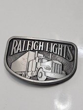 Vintage Raleigh Lights Belt Buckle Mens Pewter Semi Truck Trucker