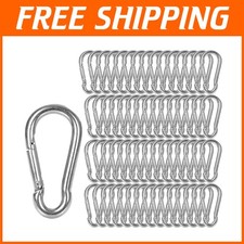 60 Pack M8 Carabiner Clips - Heavy Duty Galvanized Steel