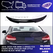 2014-2020 for Bmw 2 Series F22 Coupe Rear Spoiler Psm Style Gloss Black Wing ABS