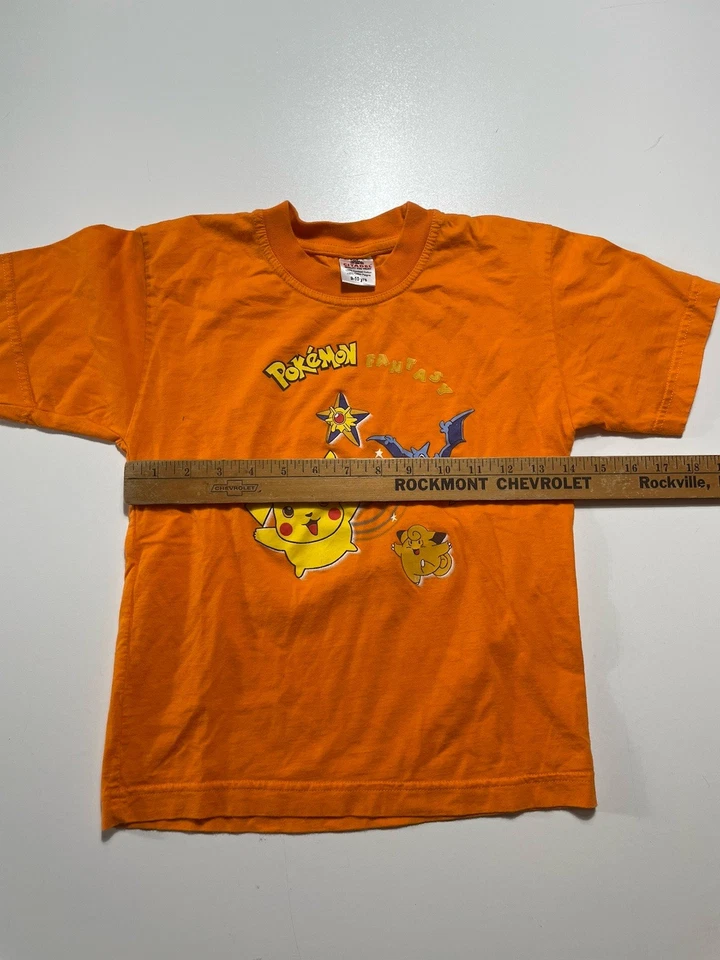 Vintage 2000s Pokémon Kids T Shirt Pikachu Golbat Staryu Orange 9-10 Y - Image 3 of 4