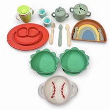 Baby Toddler Feeding Bundle Silicone 15 Piece Set Mushie Cloud Island Melii