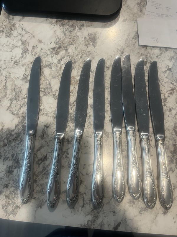 Lot Of 8 Sterling Silver Handled Oneida Knives- Virginian Pattern