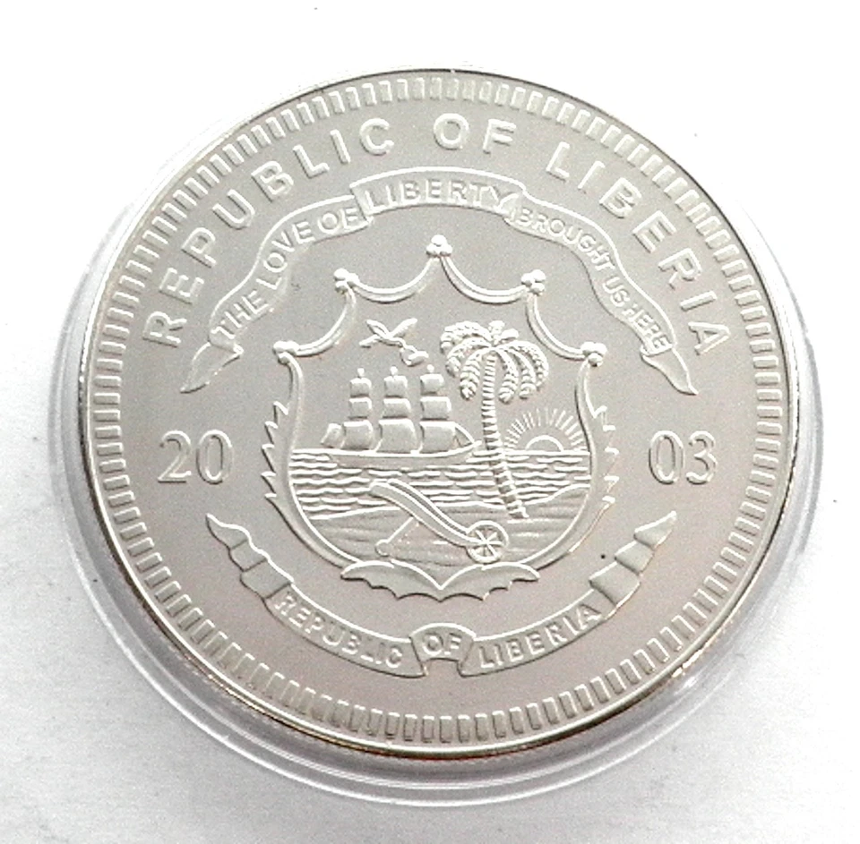 LIBERIA 5 DOLLARS 2003 Proof, Athens Olympic Games 2004 - Discus Throw. BB28 - Image 4 of 4