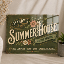 Summer House Garden Shed Name Metal Sign Wall Poster Personalised Gift Plaque