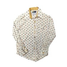 1970's Cellini Knitwear Size M 70s Button Up Shirt Long Sleeve All Over Print