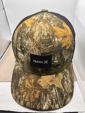 Gorra de béisbol Hurley para hombre S-M camuflada ajuste flexible malla trasera skate surf grunge Y2K