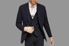 Bar III Men Slim Suit Jacket Black Wool Blend Blazer 38 R NEW 425 THT01CYZ0002