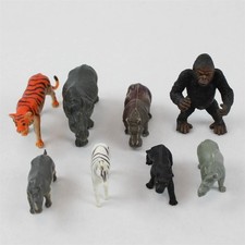 Lot of 8 Assorted Safari Type Animal Figures - ABS Plastic/PVC