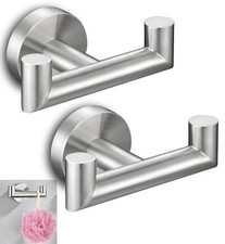 Set of 2 Double Brushed Nickel Towel Holders for Bathrooms - Stainless Steel