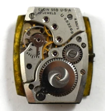 Vintage Elgin Manual Wind 17J 558 Wrist Watch Movement lot.qo