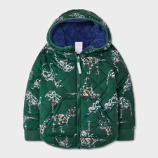 Toddler Boys' Dino Printed Quilted Reversible Puffer Jacket - Cat & Jack