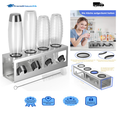 SodaStream Flaschenhalter 4 Flaschen Edelstahl Abtropfständer Silik