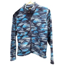 Eddie Bauer Kids Fleece Jacket Blue Camo Zip Up Outerwear Size 10