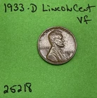 1933 D Lincoln Wheat Cent / Penny 1c Vf Very Fine
