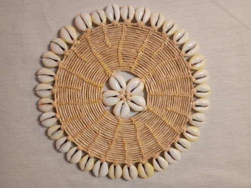 Vintage runder Strand Meeresmuschel Untersetzer handgefertigt 6"" Tischset