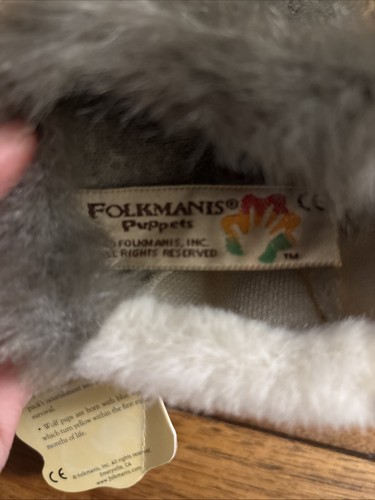 Folkmanis 8.5" Little Wolf Hand Puppet Gray Stuffed Animal Plush - Picture 7 of 10