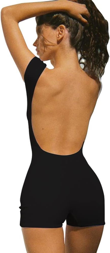 Tutina Donna Aderente Corta Tuta Intera Donna Elegante Jumpsuit Donna Bodysuit S - Foto 12 di 12