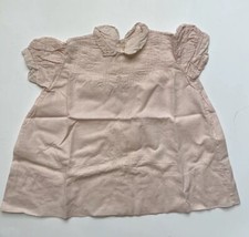 Vintage Pink Baby Dress 6 Months Philippine Hand Made Cotton Mother Of Pearl