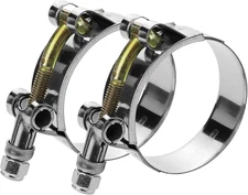 2 Pack 3.5" T-Bolt Hose Clamps, 304 Stainless Steel Turbo Intake Clamp, Working