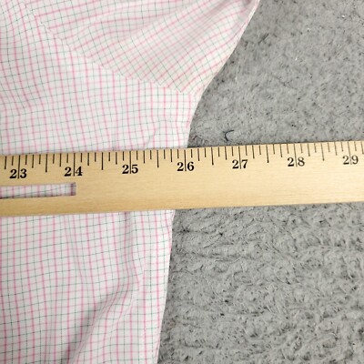 Brooks Brothers Shirt Mens 17.5 Pink Check Dress Button Up Long