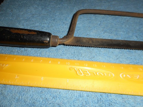 Vintage Bügelsäge Holzgriff feste Klinge Coping Metzger Federsäge 13" lang 1940er - Bild 6 von 12