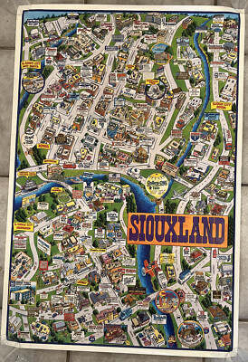 Sioux City Iowa Map 1990s Artist Rendition Gallery One and Two 2 X 3 Ft In Size