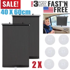 2-Pack Retractable Auto Sun Shade Cover Car Side Window Roller Visor Shield