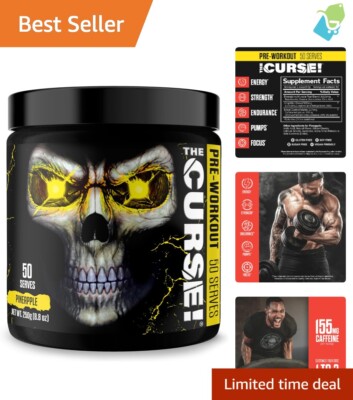 Energetic Pineapple Pre Workout Powder - 50 Servings with Creatine & Caffeine