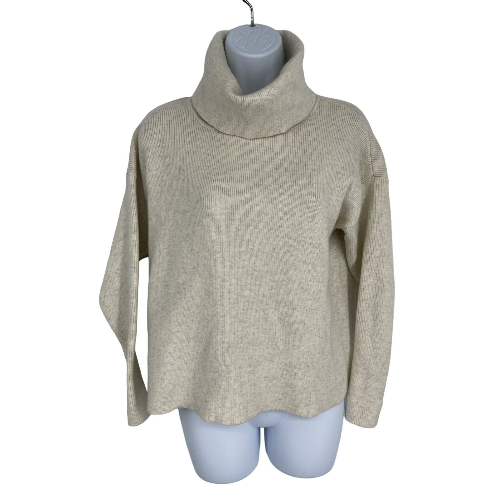 CAbi 3842 Luxe Cream Turtleneck Tight Knit Sweater Size Small | eBay