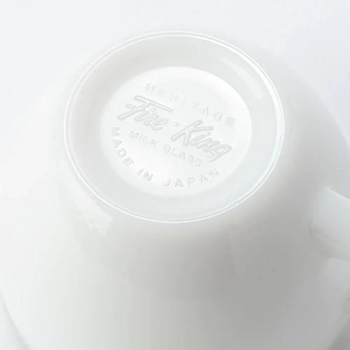 Fire-King Extra Heavy Cup & Saucer Milk White - Vintage Style Coffee Tea made JP - Picture 6 of 7