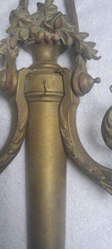 Vintage Paar Wandkerzenleuchter aus massivem Messing im Kunststil, RIESIG! 24" lang - Bild 3 von 19