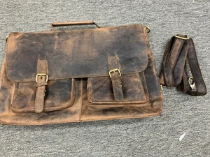 vintage retro buffalo leather briefcase