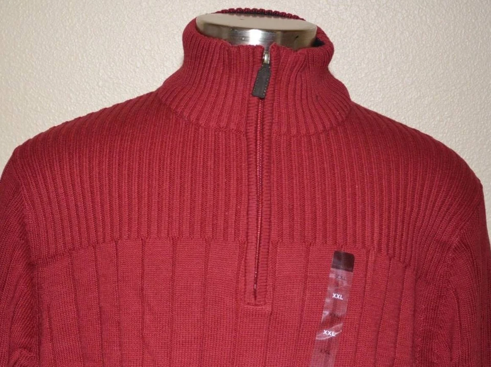Covington Burgundy Red Soft Cotton Pullover 1/4 Zip Sweater Men's XXL NWOT $50 - Image 2 of 4