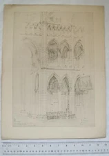 1896 ink photo Soissons, View of North Transept Apse & apsidal chapel