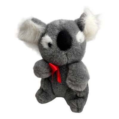Heunec Koala Bär Kuscheltier Plüschtier ca. 20cm mit roter Schleife 80er Vintage