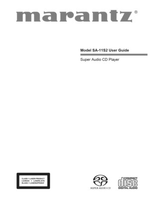 Marantz SA11S2 CD Player Owners Manual