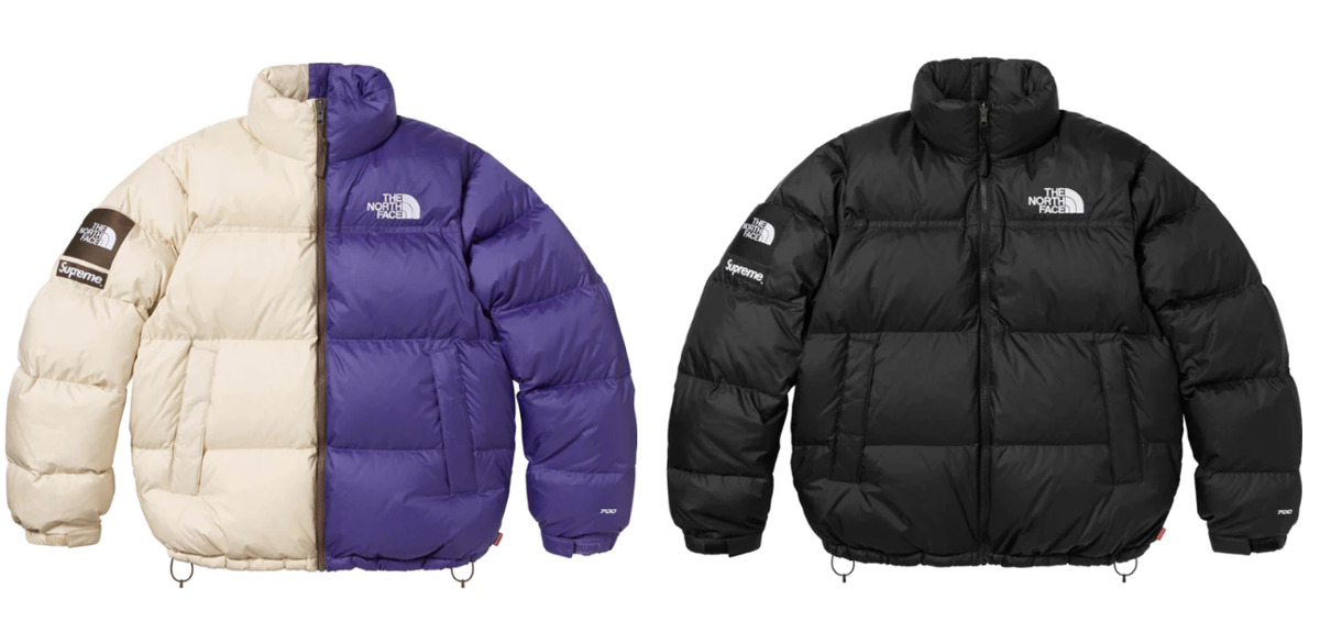 Supreme x The North Face Split Nuptse Jacket Black & Purple Size 