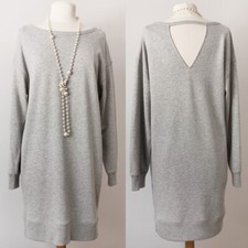 NEW Marled Gray Cutout Back Soft Cozy Lounge Casual Sporty Cute Sweatshirt Dress