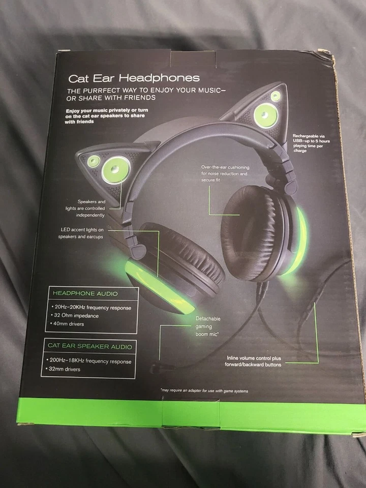 NÃO ABERTO, EDIÇÃO LIMITADA, versão IndieGoGo. Fones de ouvido intra-auriculares Axent Wear Cat [verde] - Imagem 2 de 4