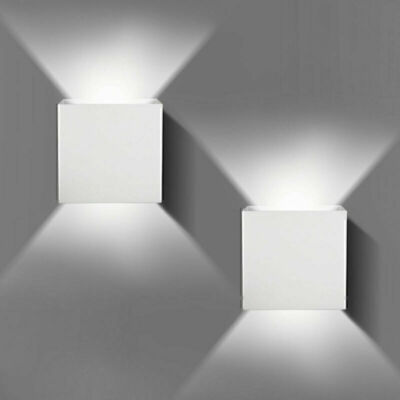 2Pcs Cube 6W LED Wall Light Modern Up Down Sconce Lighting Fixture Indoor Lamp