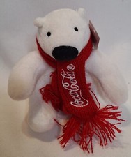 Coca Cola Polar Bear Plush Mini 4" Coke Logo Red Scarf Collectible Tag