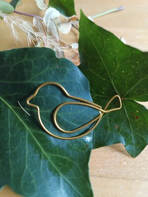 10x JUMBO GOLDENE Büroklammern VOGEL; Metallic GOLD Paper Clip BIRD