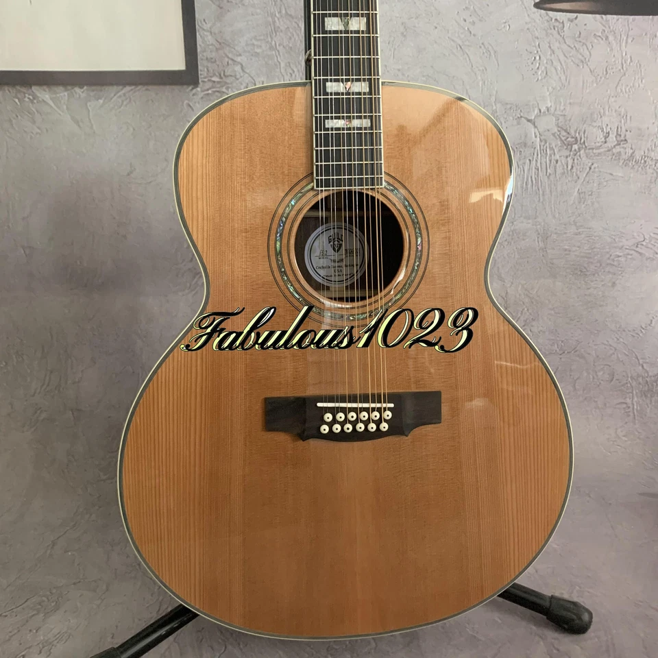 Left Handed F-512 12-string Acoustic Guitar Solid Spruce Top Rosewood Fretboard - Image 3 of 4