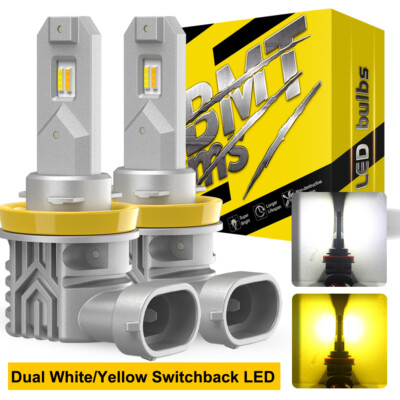 2x Switchback H16 H11 H8 Led Fog Light Bulbs Amber White Conversion Kits 8000LM