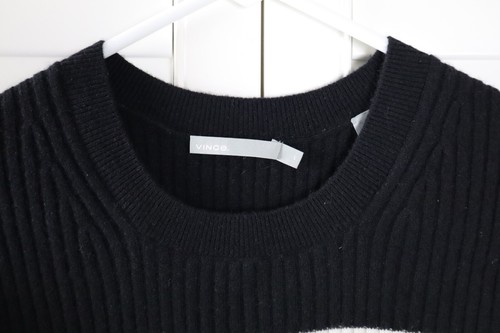 VINCE $495 Breton Stripe Striped 100% Cashmere Ribbed Sweater Top Size Large - Picture 6 of 6